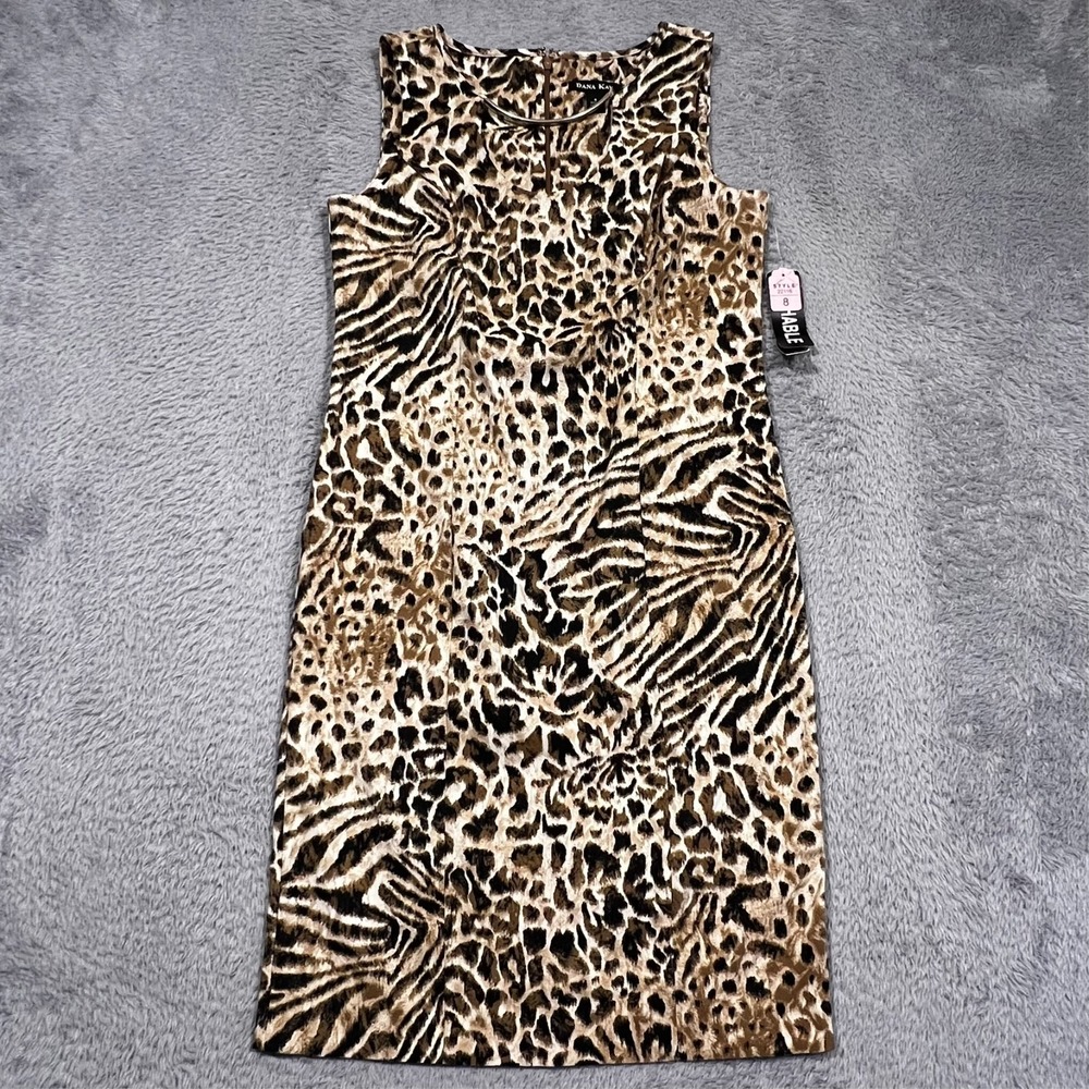Dana Kay Sheath‎ Dress Leopard Print Sleeveless Stretch Women's 8 NWT